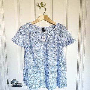 NEW GAP Womens Short Sleeve Star Print Lightweight Cotton Top Blouse NWT M
